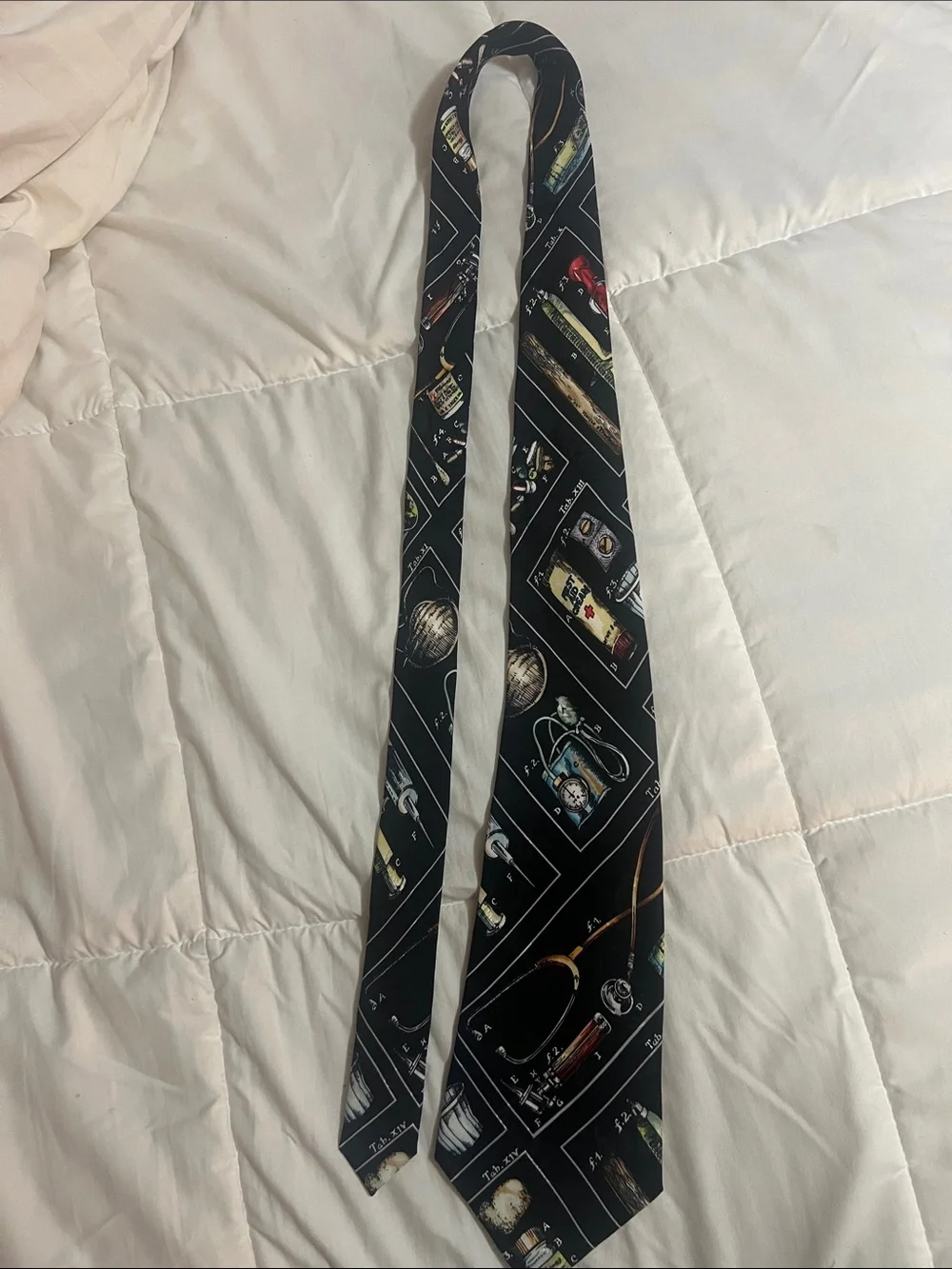 Nicole Miller Black Novelty Print Men's Tie with Multicolor Accents (#30)